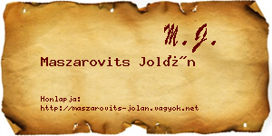 Maszarovits Jolán névjegykártya